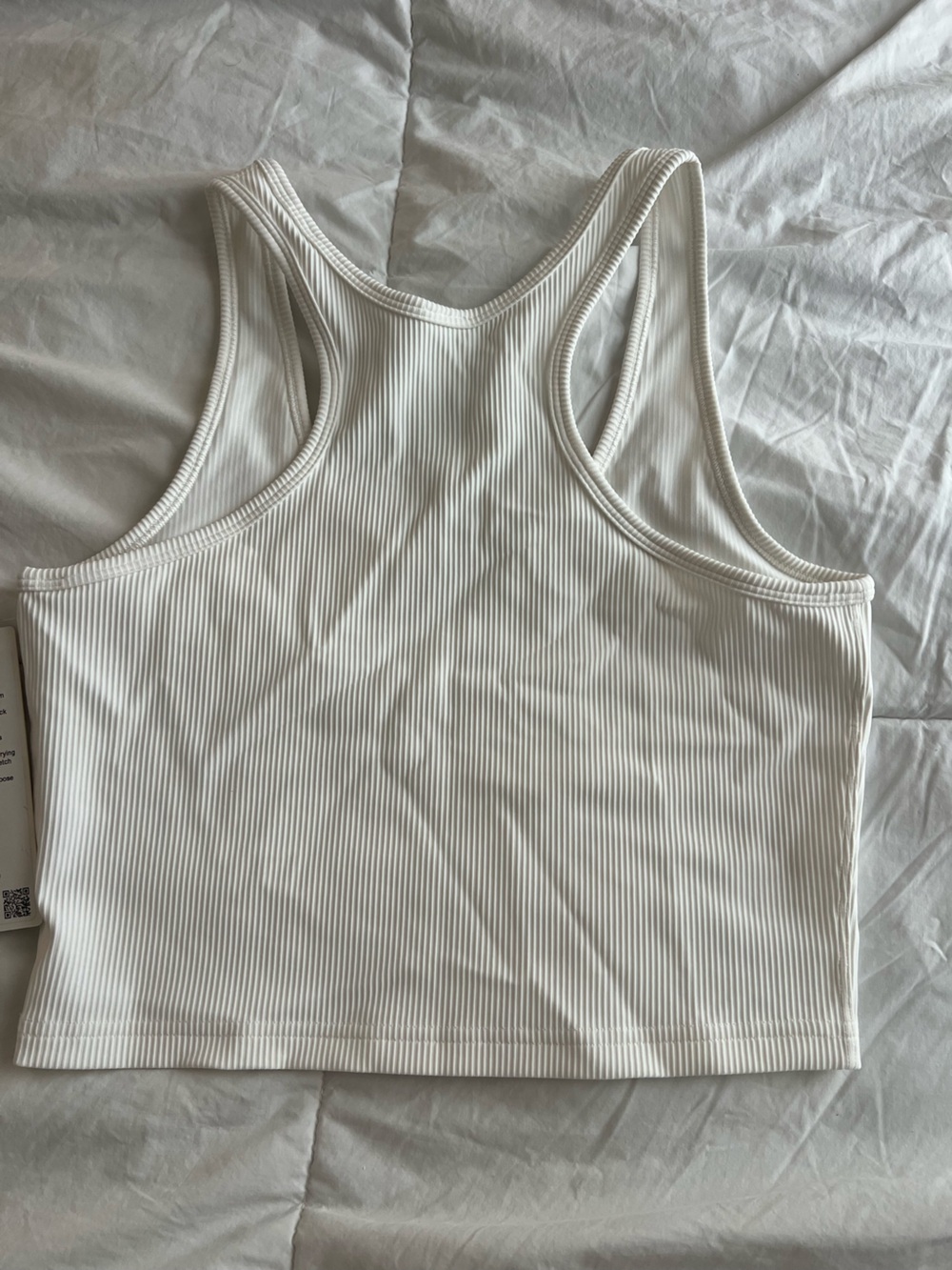 lululemon athletica White Ribbed Racerback Crop (power pivot training tank) - Picture 2 of 4